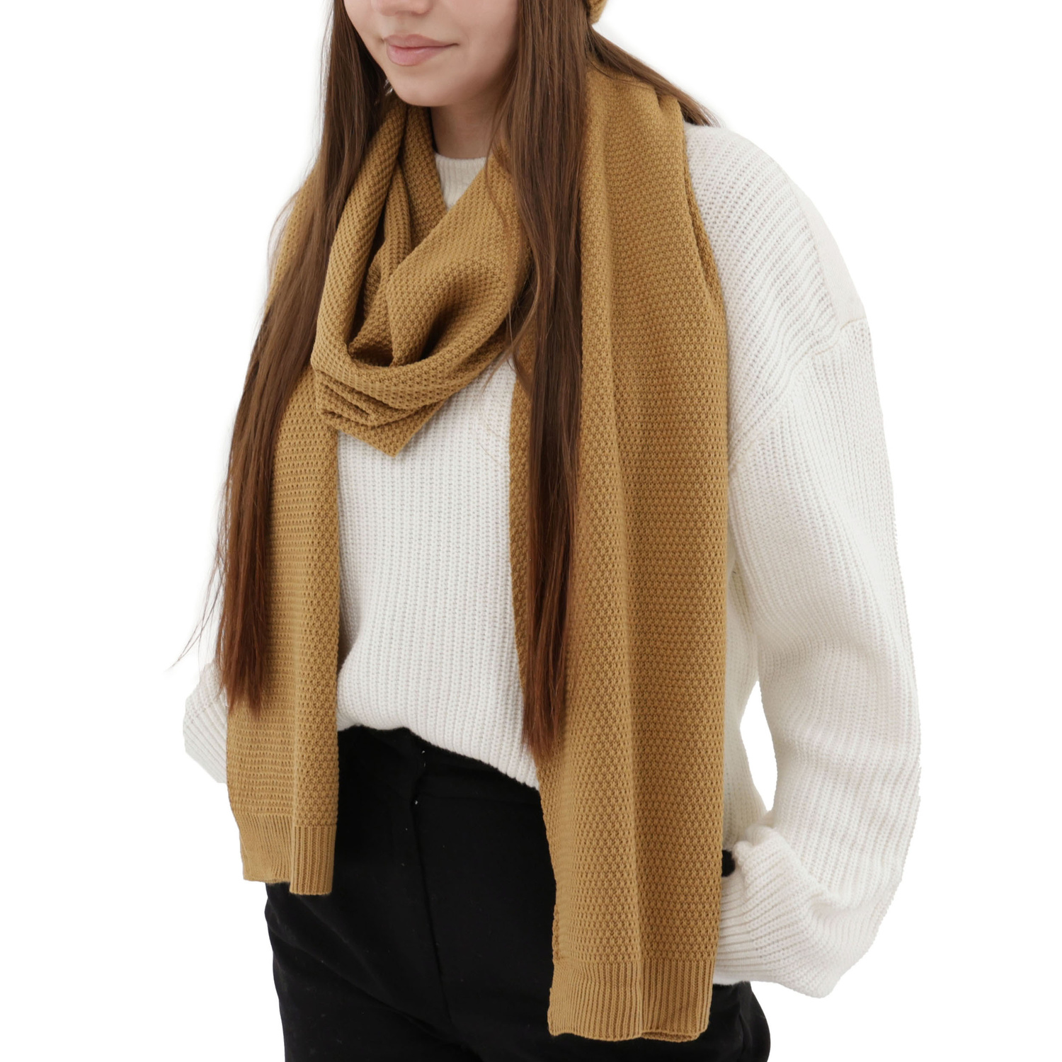 Fular de iarnă pentru femei camel din lână Agora