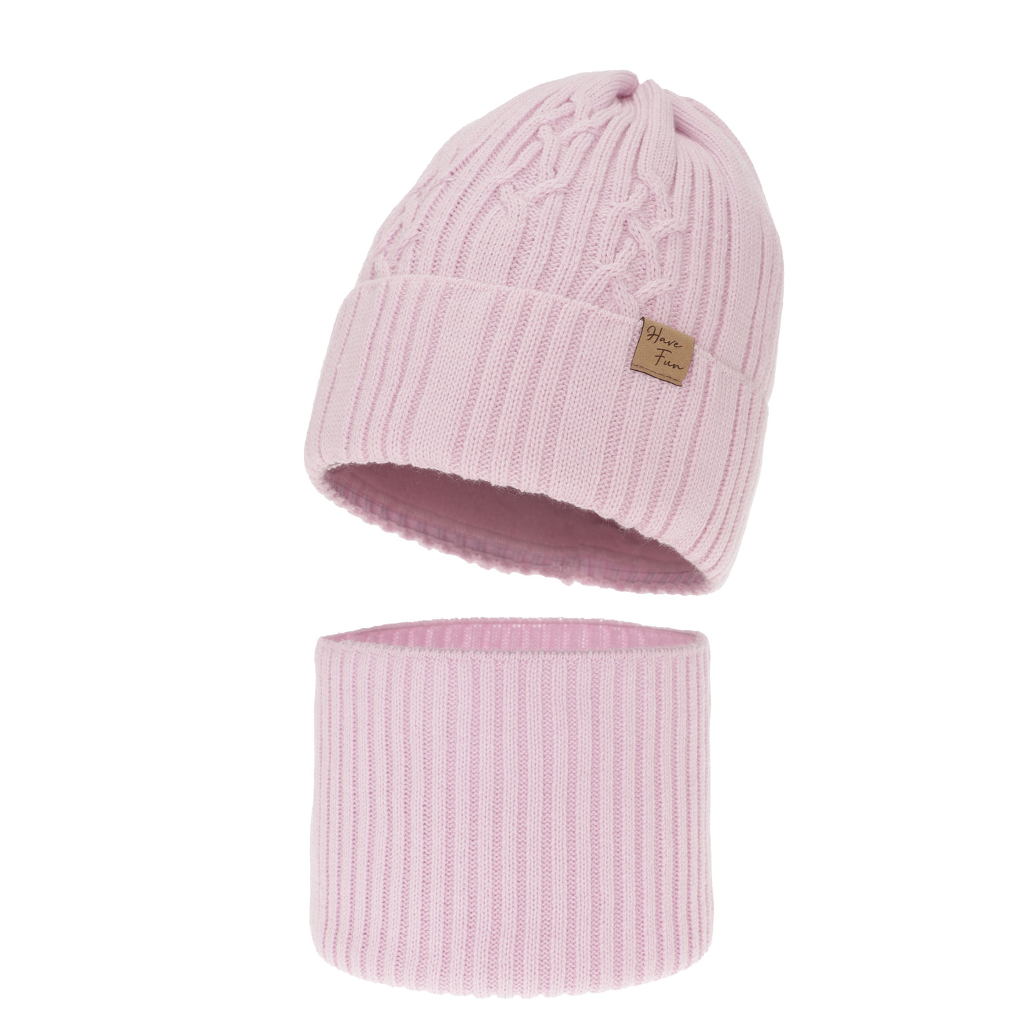 Set de iarnă pentru fete: căciulă și fular circular violet Rema