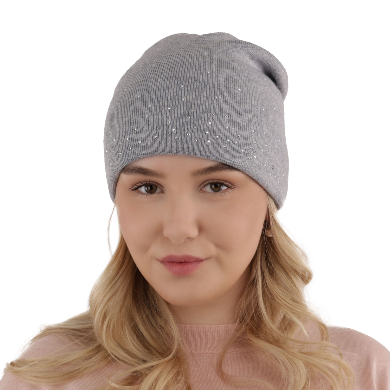 Căciulă de iarnă roz pentru femei din lână merino Minerwa