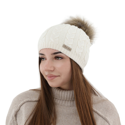 Căciulă de iarnă pentru femei, neagră, lână merino Bafi