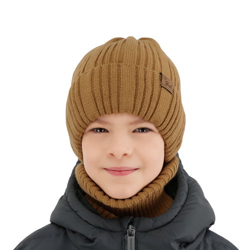 Set de iarnă pentru băieți: Căciulă și fular circular gri Klaris
