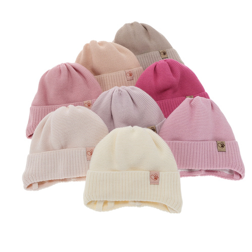 Căciulă de iarnă pentru fete roz din lână merino Dari