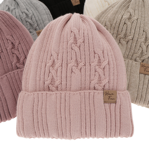 Set de iarnă pentru fete: căciulă și fular circular bej Rema