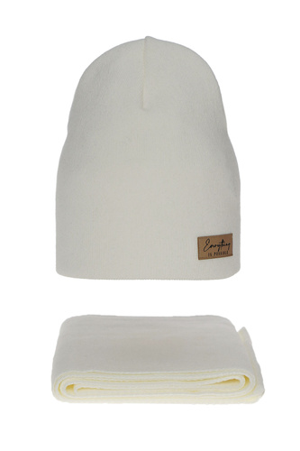 Set de primăvară-toamnă pentru femei: căciulă și fular ecru Zula