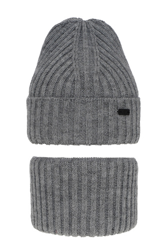 Set de iarnă pentru băieți: Căciulă și fular gri Zeno