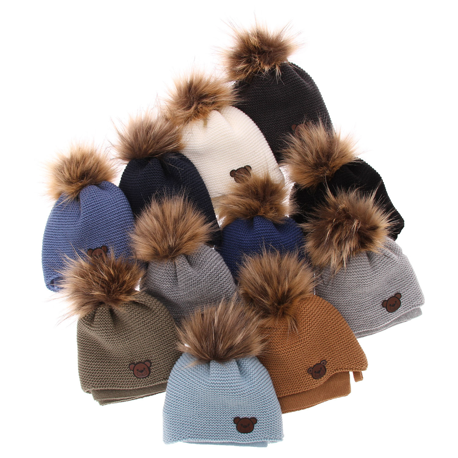 Set de iarnă pentru băieți: Căciulă și fular bleu cu pompon Banksi