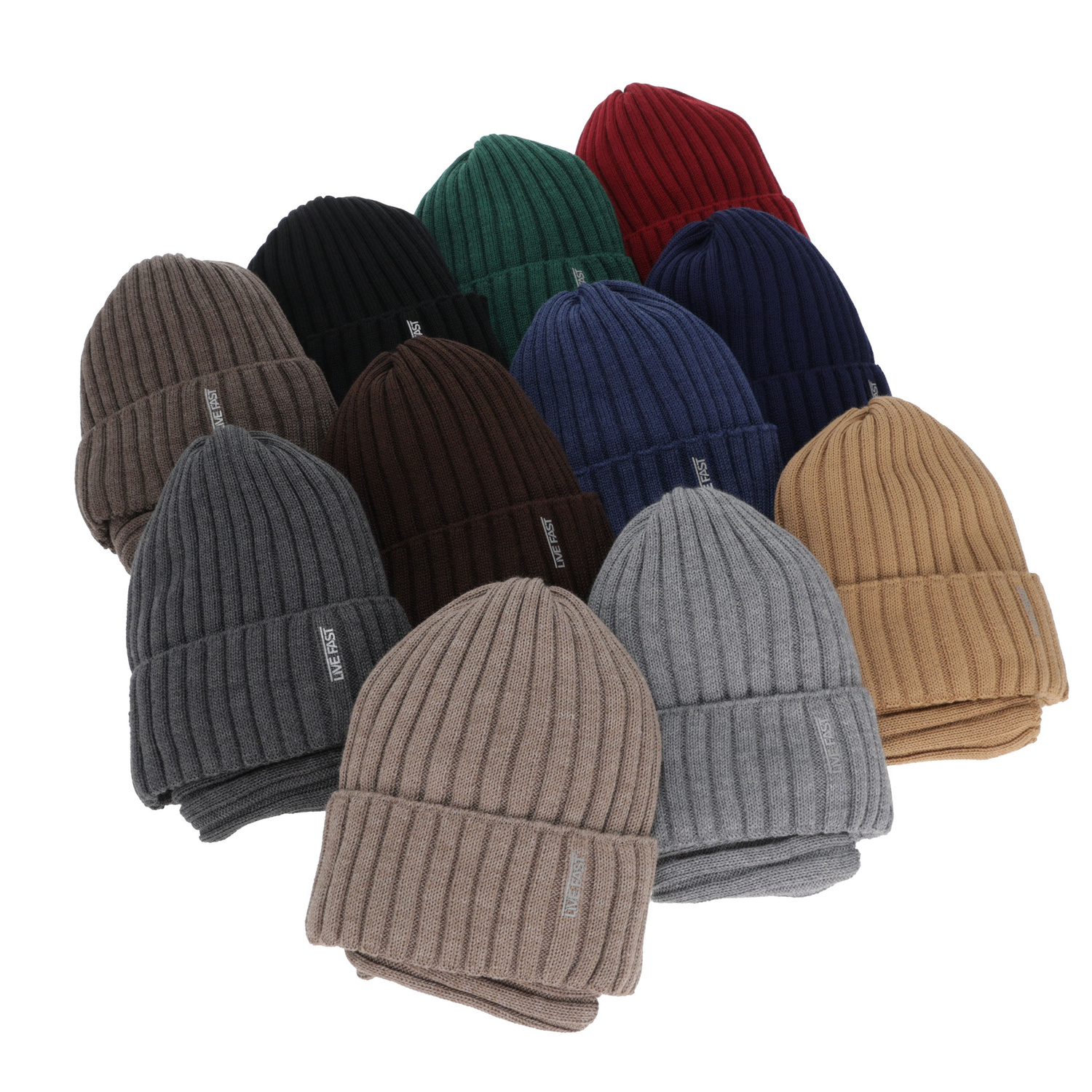 Set de iarnă pentru băieți: căciulă și fular circular, camel, cu lână merino, căptușit cu polar, Banasko