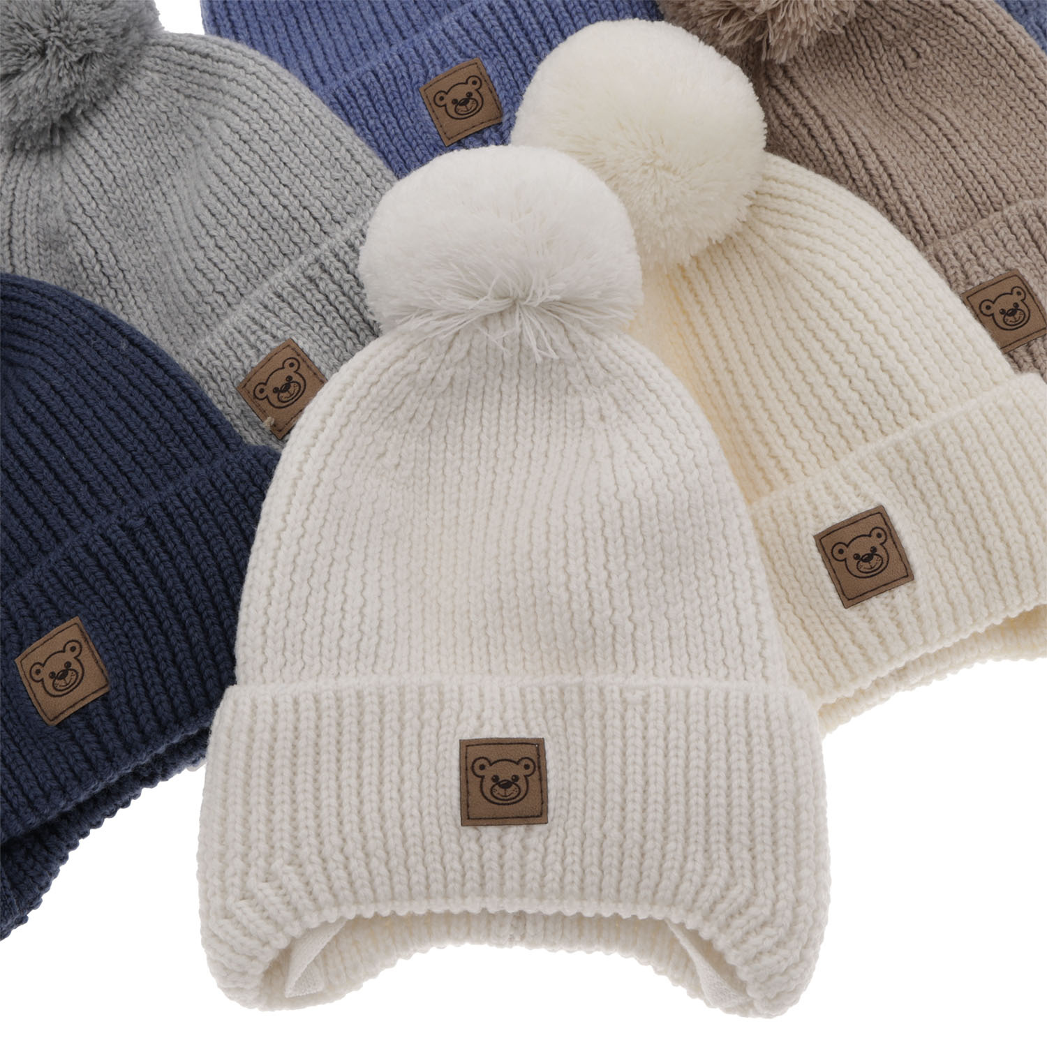 Căciulă de iarnă albastru pentru băieți din 100% lână merino extra fină, căptușită cu polar din lână Tofik