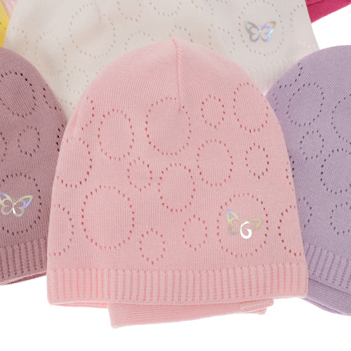 Set de primăvară-toamnă pentru fete: căciulă și fular circular, cu bumbac, violet Amarilla