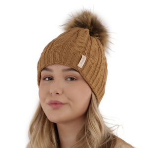 Căciulă de iarnă pentru femei roz cu pompon Mirka