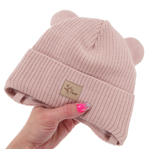 Căciulă de primăvară-toamnă pentru fete, liliova, cu urechi, Djona