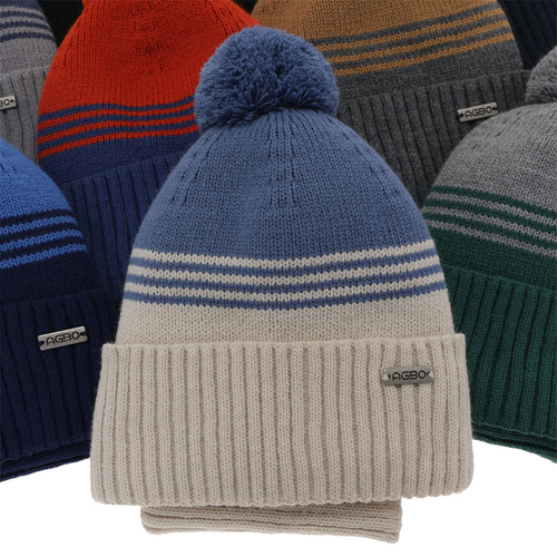 Set de iarnă pentru băieți: Căciulă și fular circular gri cu pompon Pallas