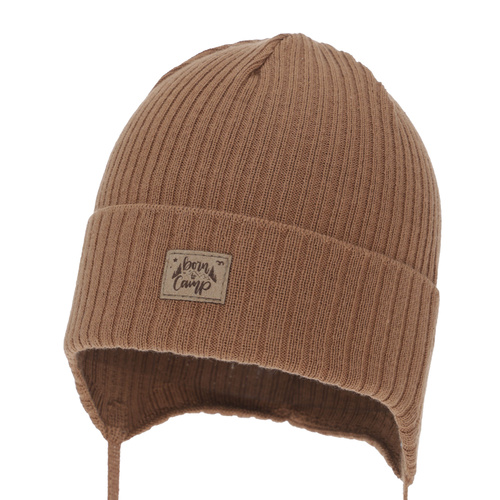 Căciulă de primăvară-toamnă pentru băieți, camel, cu urechi, cu bumbac, Fenris