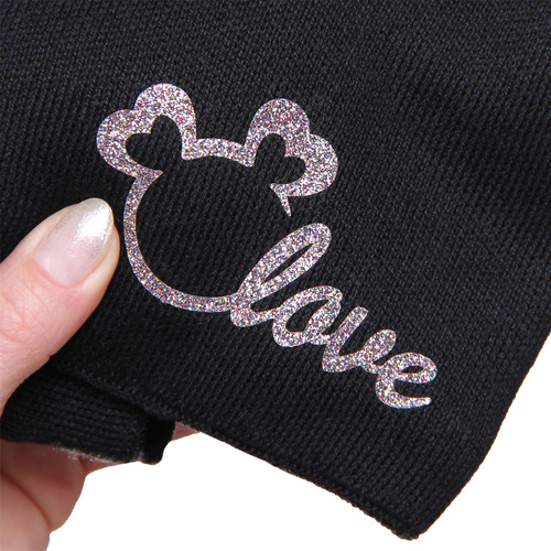 Set de iarnă pentru fete: căciulă și fular circular, cu bumbac, negru Darla