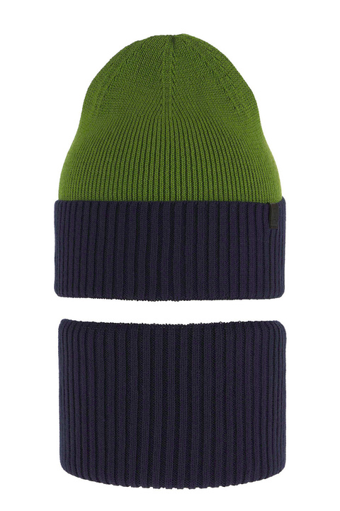 Set primăvară-toamnă pentru băieți: Căciulă și fular circular, cu bumbac, albastru marin Tauros