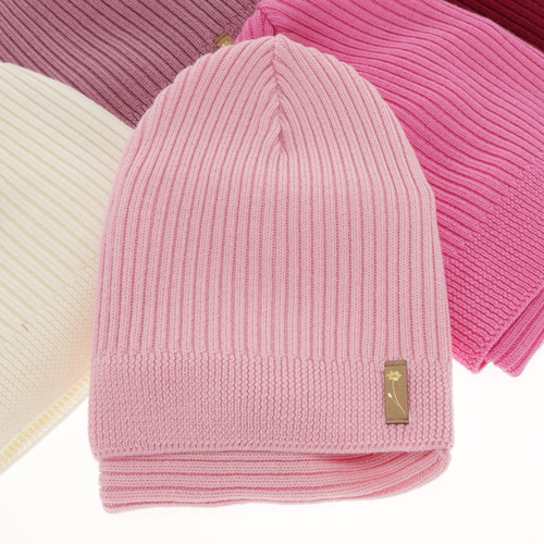 Set de primăvară-toamnă pentru fete: căciulă și fular circular ecru 100% lână merino extra fină Chelsie