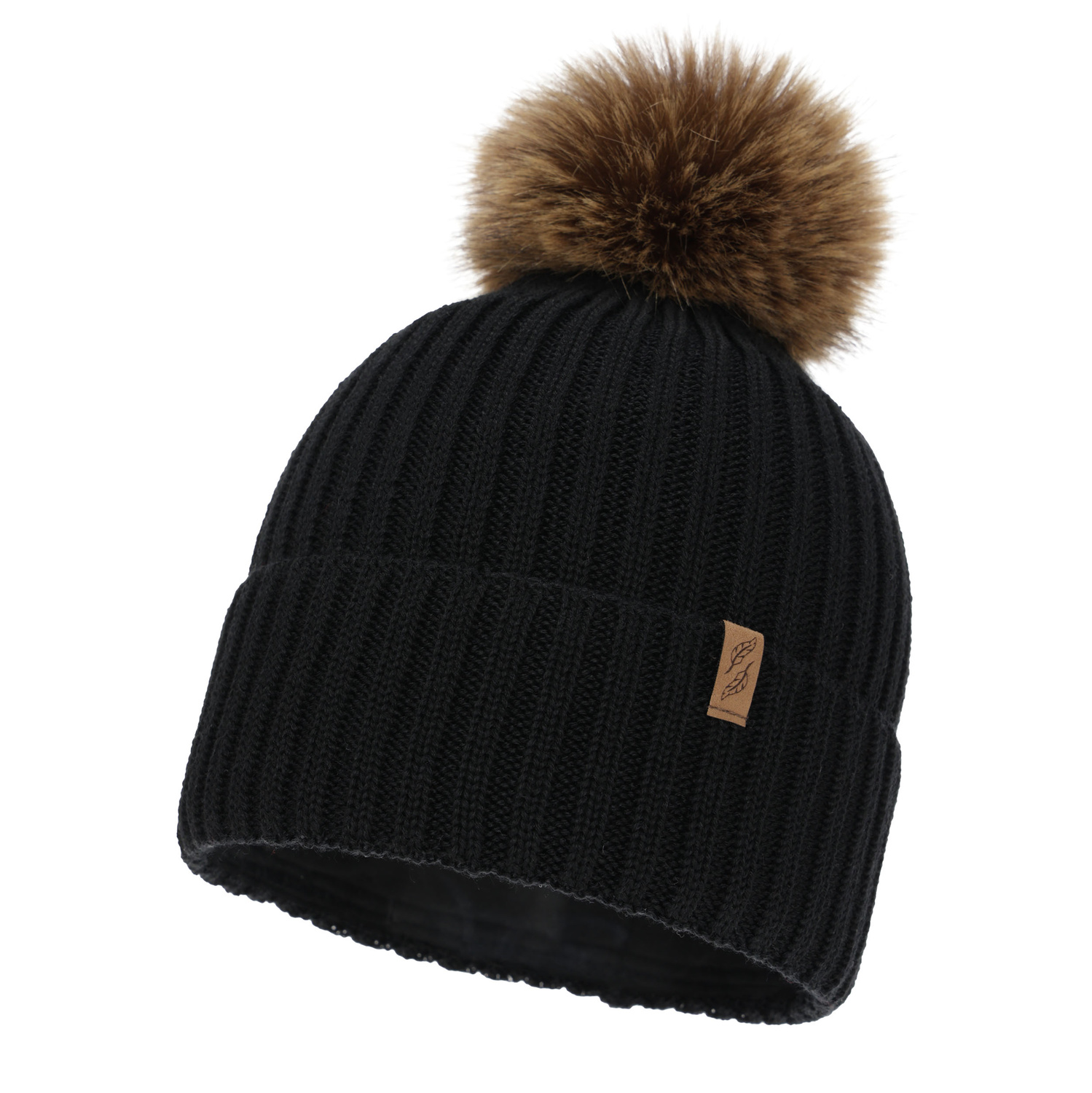 Căciulă de iarnă pentru femei, neagră, cu lână merino, Zamira