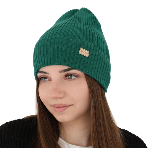 Căciulă  pentru femei primăvară/iarnă verde 100% lână merino extra fină Sophie