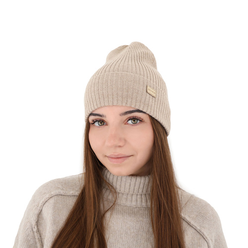 Căciulă  pentru femei primăvară/iarnă bej 100% lână merino extra fină Sophie