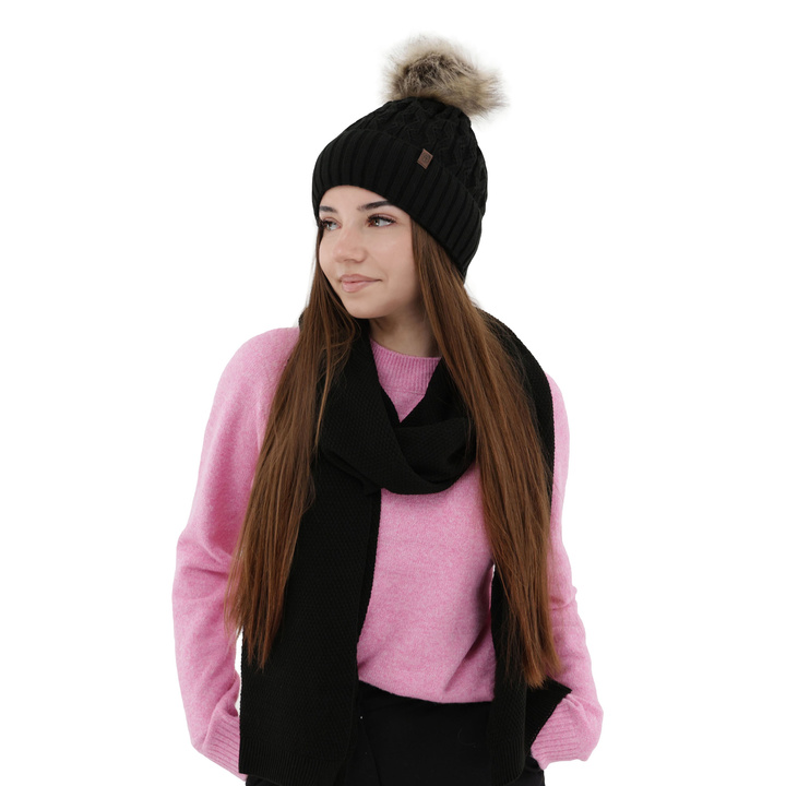 Fular de iarnă pentru femei negru din lână Agora