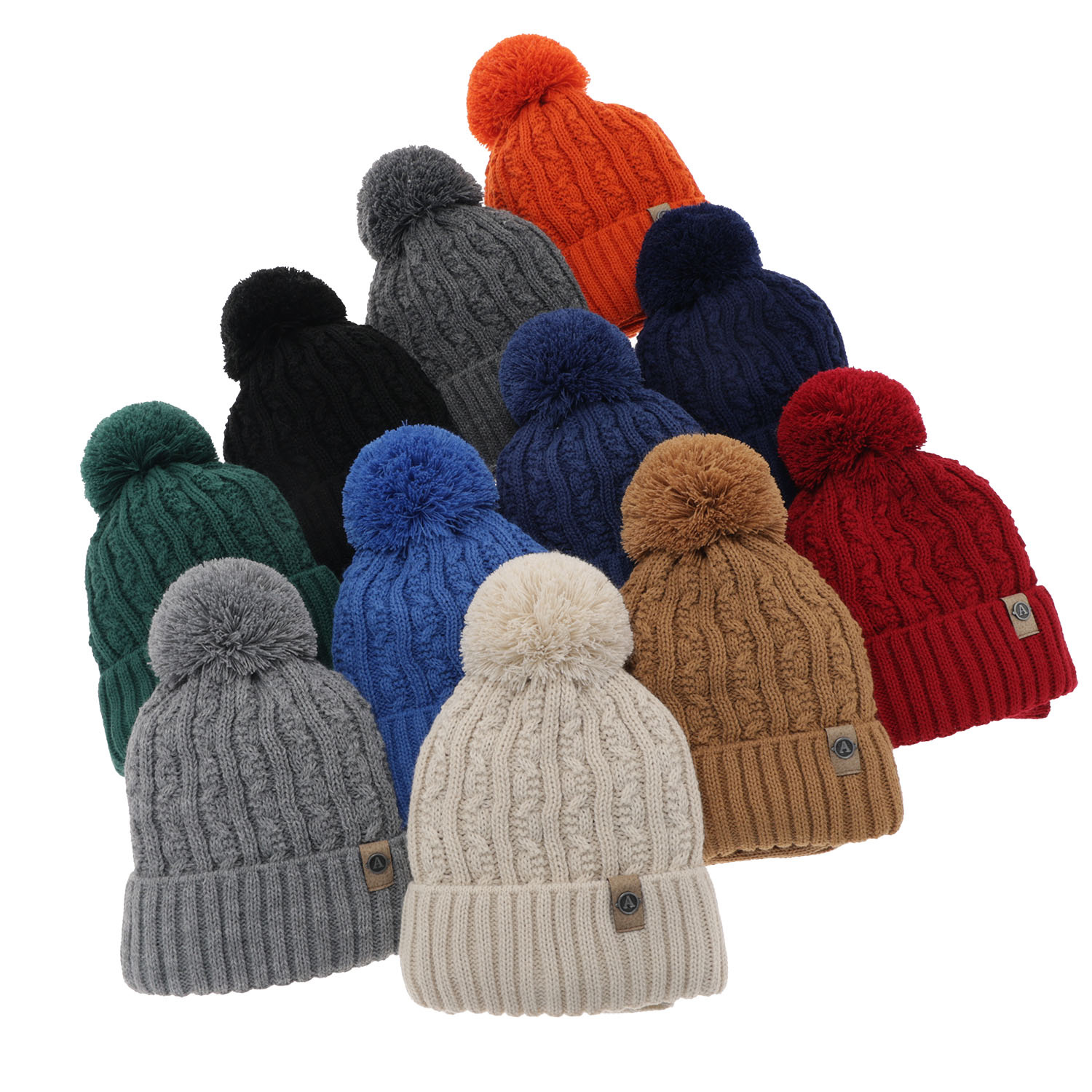 Set de iarnă pentru băieți: Căciulă și fular circular verde cu pompon Almond