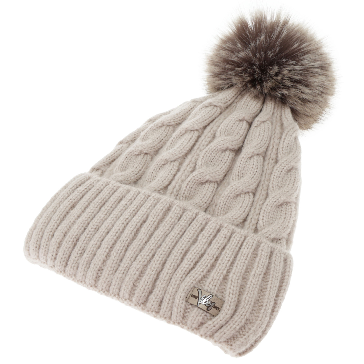 Set de iarnă pentru femei: căciulă și fular, bej, Lunetta