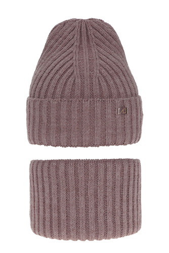 Set de iarnă pentru fete: căciulă și fular circular roz Valentine