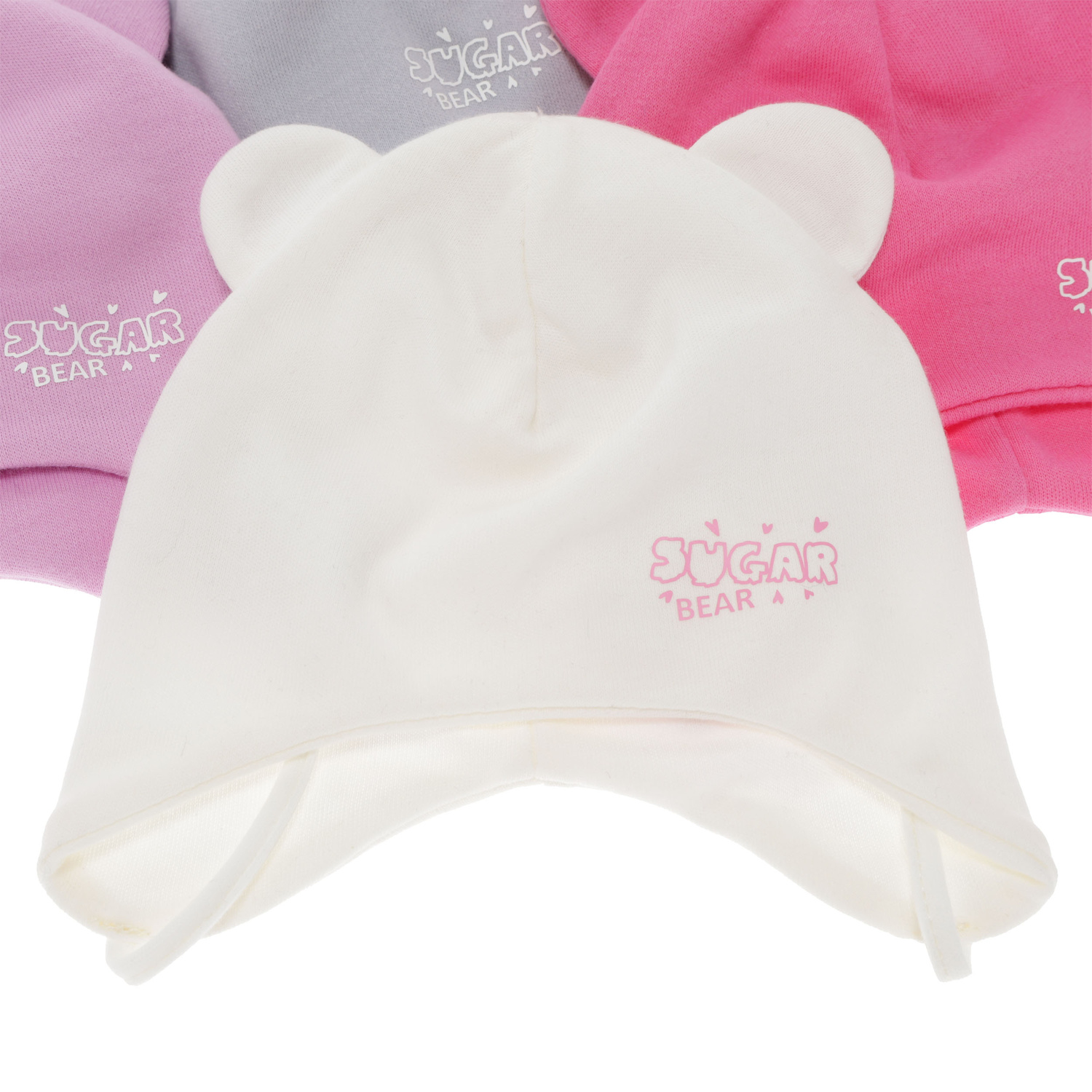 Căciulă de primăvară-toamnă pentru fete, crem, din bumbac, cu urechi, Kelda