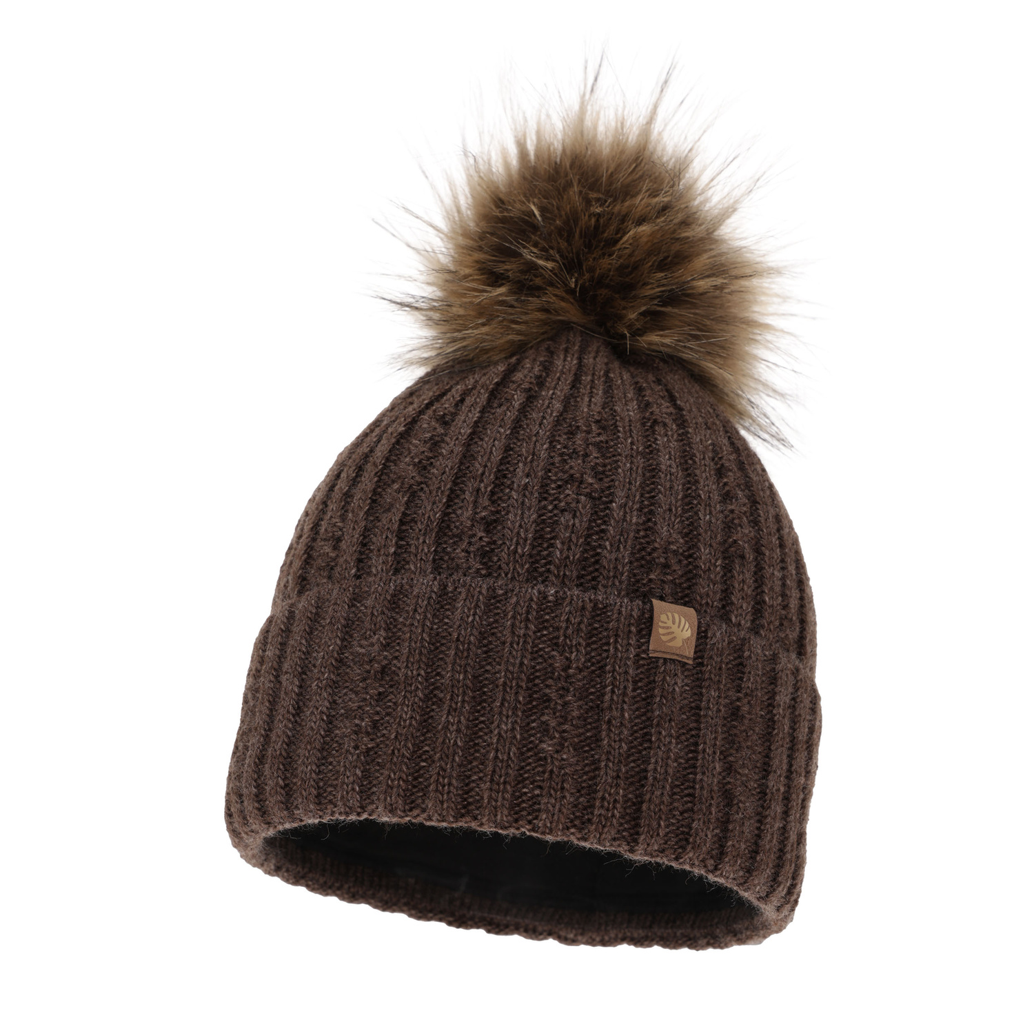 Căciulă de iarnă pentru femei maro cu pompon Savona