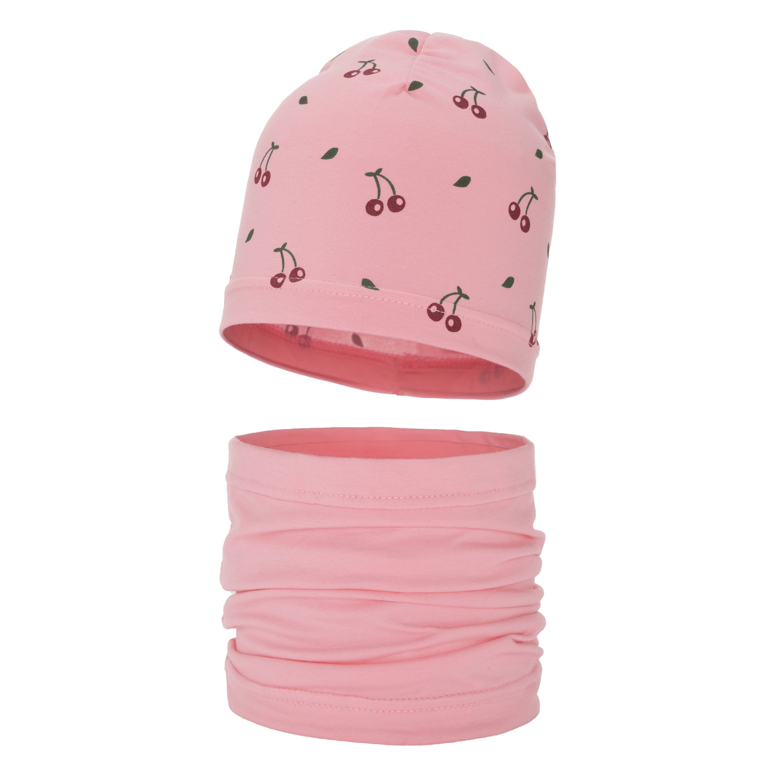 Set de primăvară-toamnă pentru fete bumbac: căciulă și fular circular roz Cerise