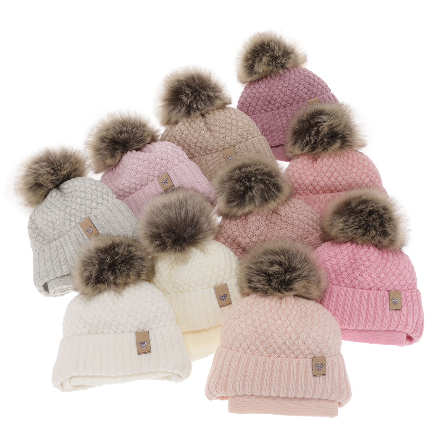 Set de iarnă pentru fete căciulă și fular violet cu pompon Bianca