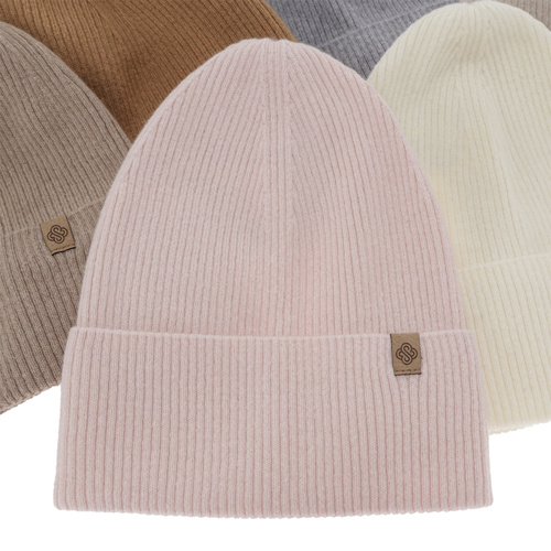 Căciulă de primăvară-toamnă pentru femei, roz deschis, cu lână merino cu cașmir, Alineta