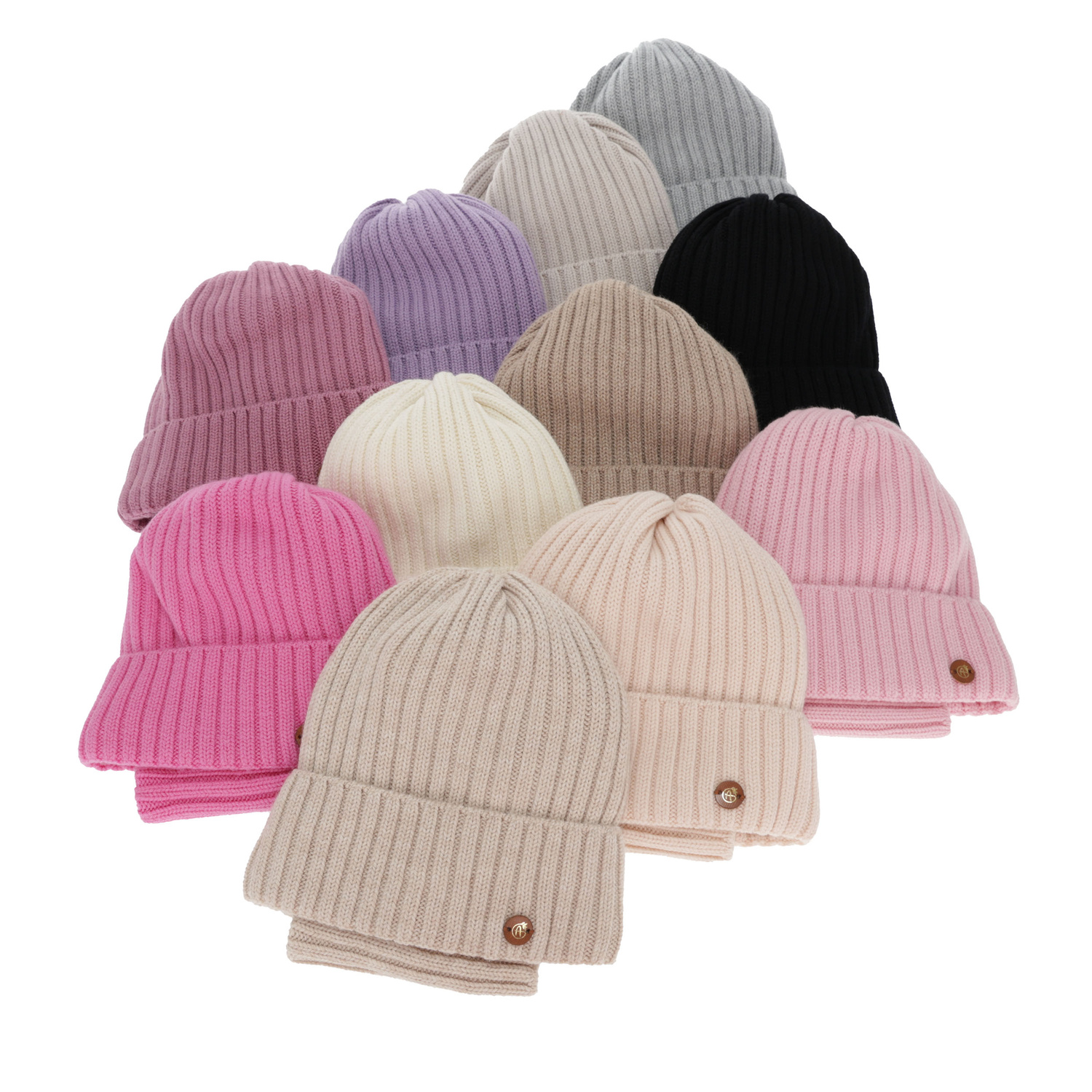 Set de iarnă pentru fete: căciulă și fular circular, roz, 100% lână merino, căptușit cu bumbac, Vanira