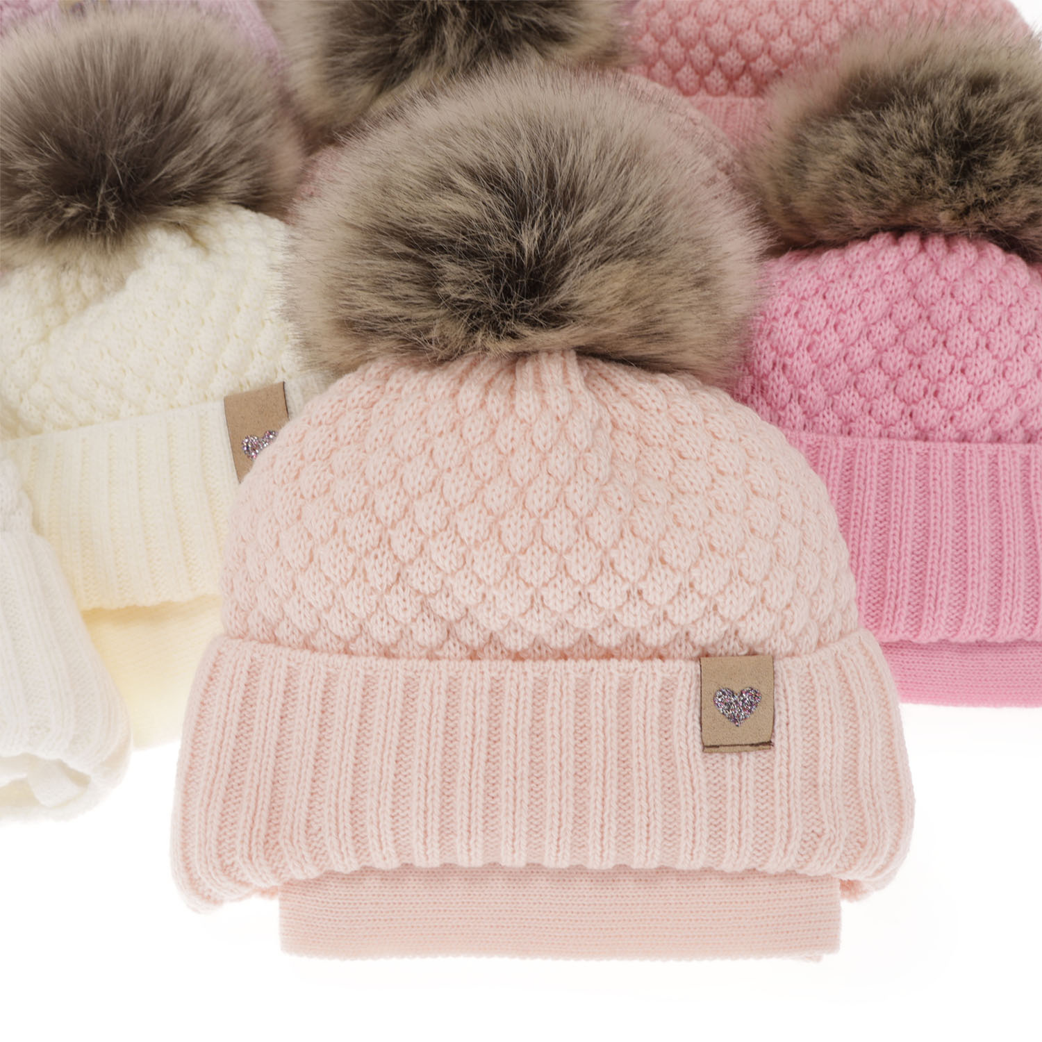 Set de iarnă pentru fete căciulă și fular violet cu pompon Bianca