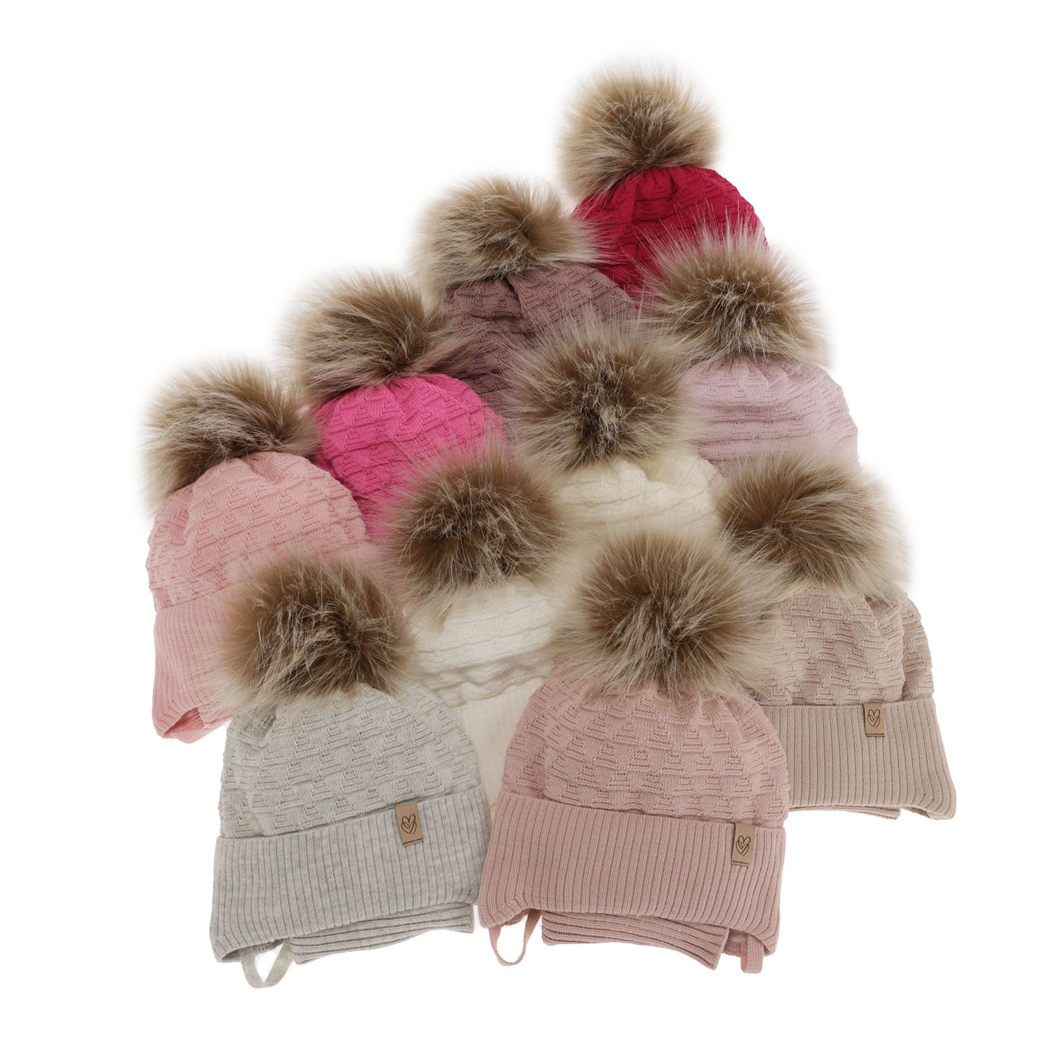 Set de iarnă pentru fete: căciulă și fular circular gri cu pompon Egeria