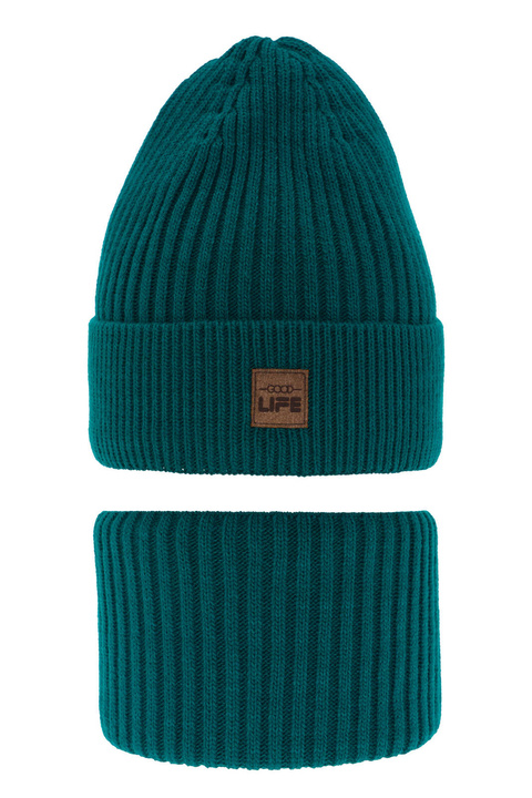 Set de iarnă pentru băieți: Căciulă și fular circular verde Basilio