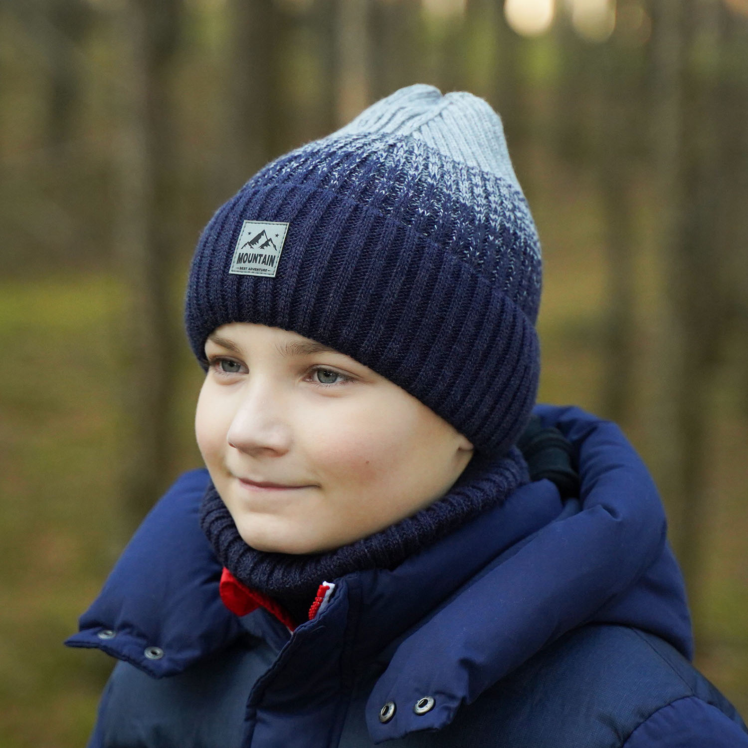 Set de iarnă pentru băieți: Căciulă și fular circular gri Ralph