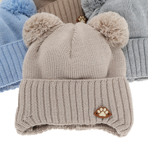 Căciulă de iarnă pentru băieți, cu urechi, cu lână merino, jasnoszary Rimini