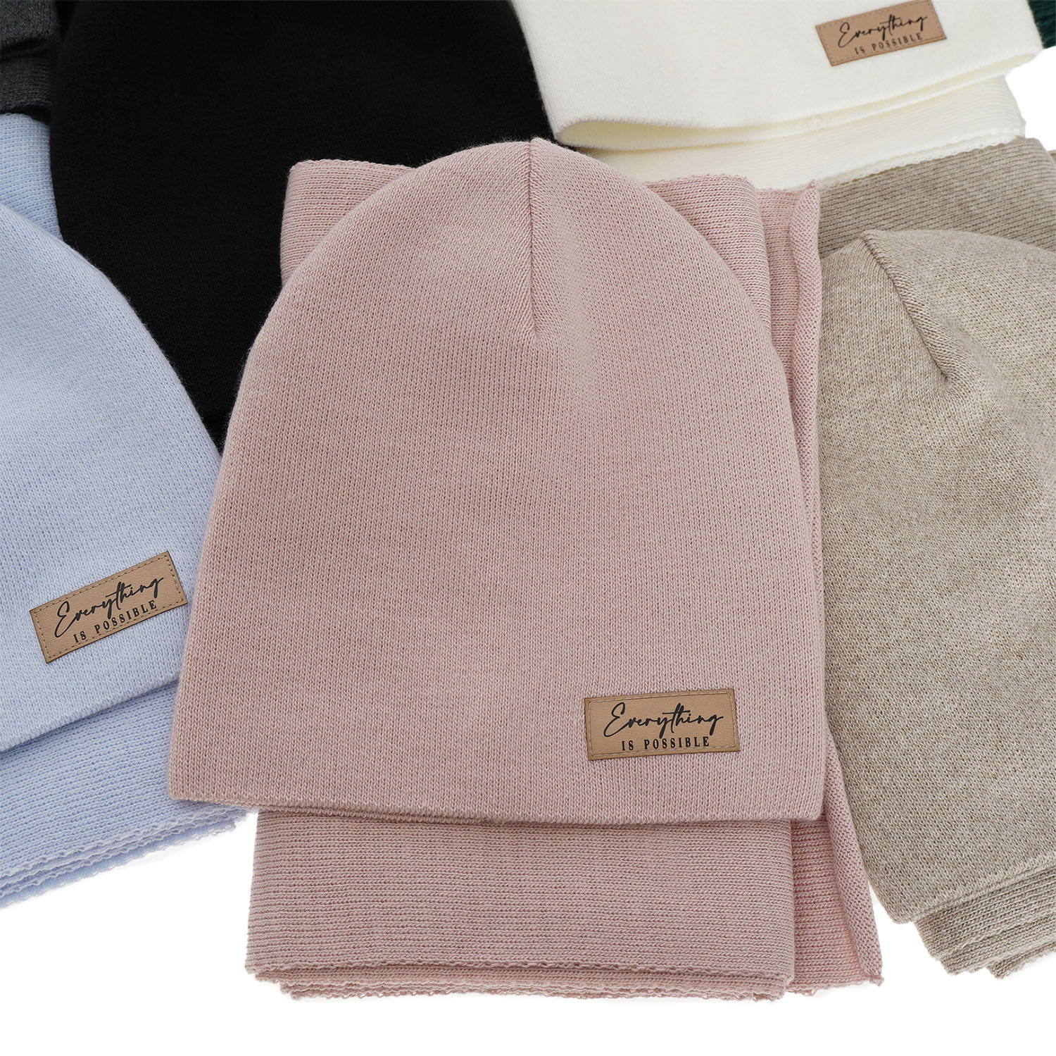 Set de primăvară-toamnă pentru femei: căciulă și fular ecru Zula