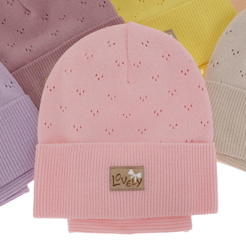 Set de primăvară-toamnă pentru fete: căciulă și fular circular, cu bumbac, portocaliu Alisa