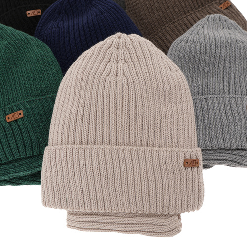 Set de iarnă pentru băieți: Căciulă și fular circular din lână merino gri Palermo