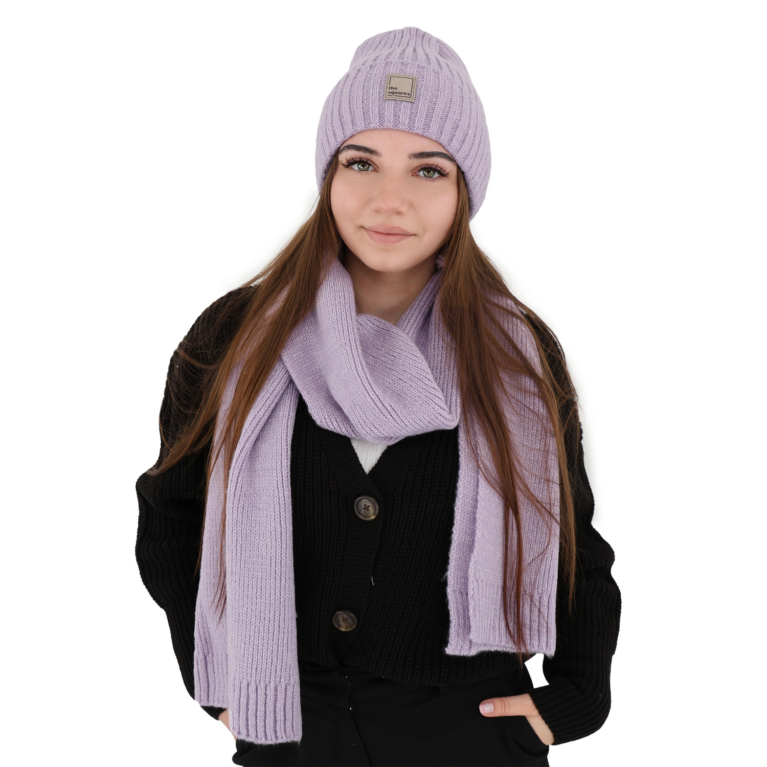 Fular de iarnă pentru femei gri din lână merino Loretta