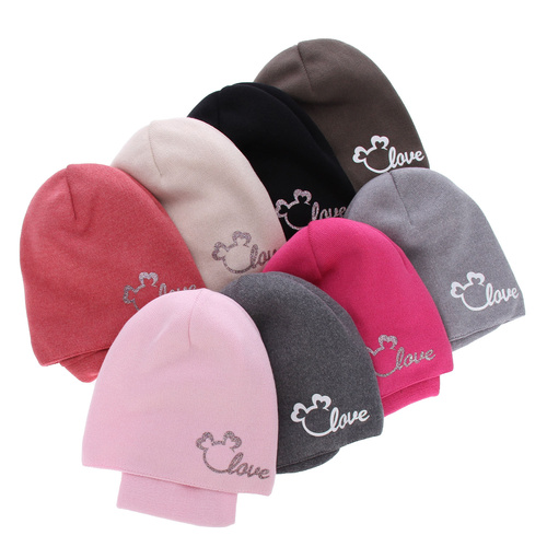 Set de iarnă pentru fete: căciulă și fular circular, cu bumbac, negru Darla