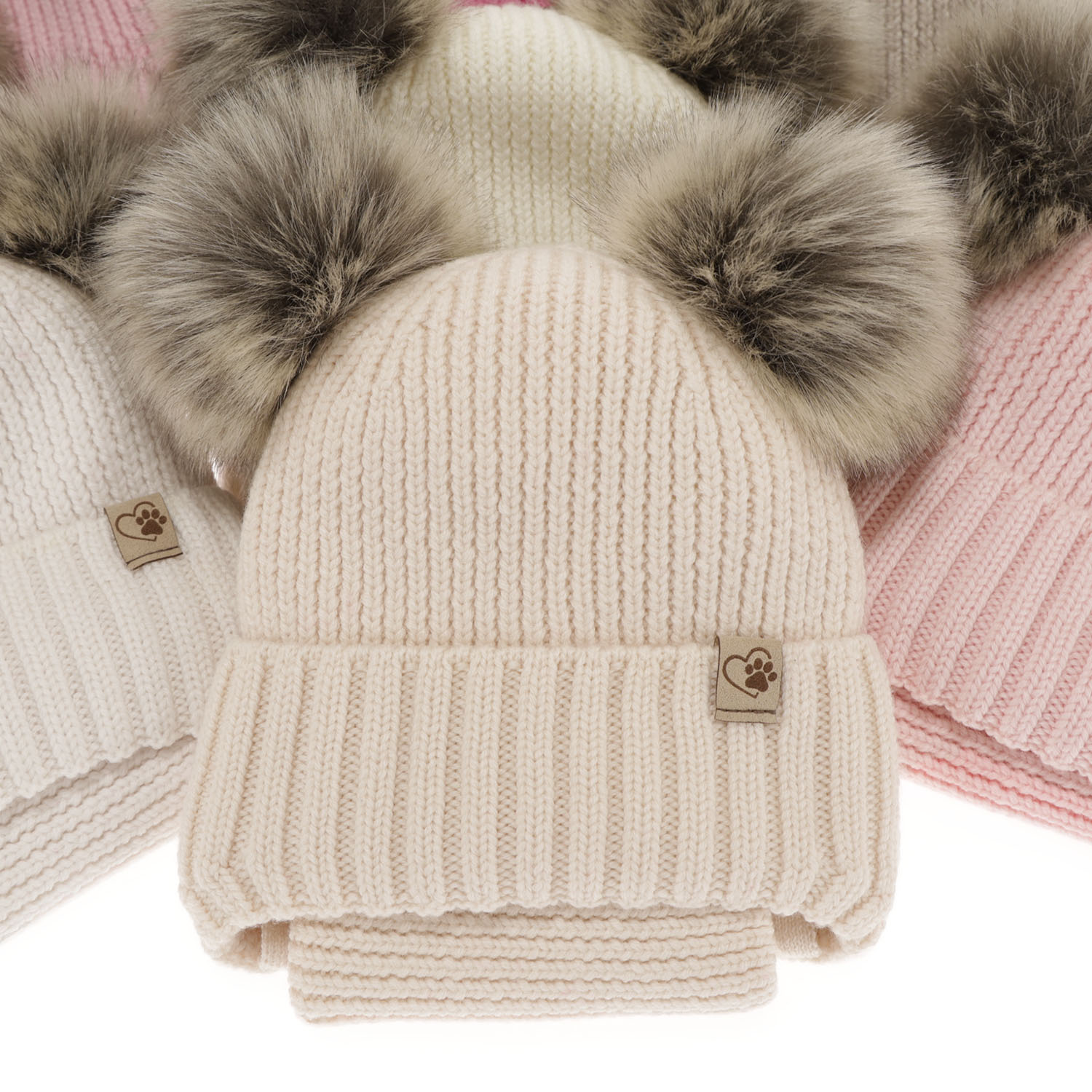 Set de iarnă pentru fete: căciulă și fular circular gri, 100% lână merino extra fină Silvia