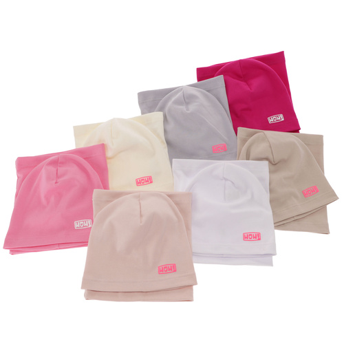 Set de primăvară-toamnă pentru fete bumbac: căciulă și fular circular bej Friza