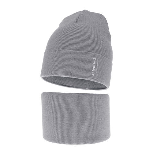 Set primăvară-toamnă pentru băieți: Căciulă și fular circular, cu bumbac, gri Timothe