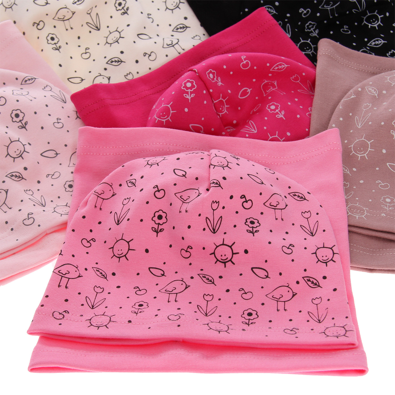 Set de primăvară-toamnă pentru fete bumbac: căciulă și fular circular roz Sesja