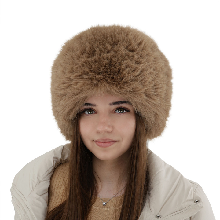 Căciulă de iarnă pentru femei căptușită cu lână fleece camel Holly