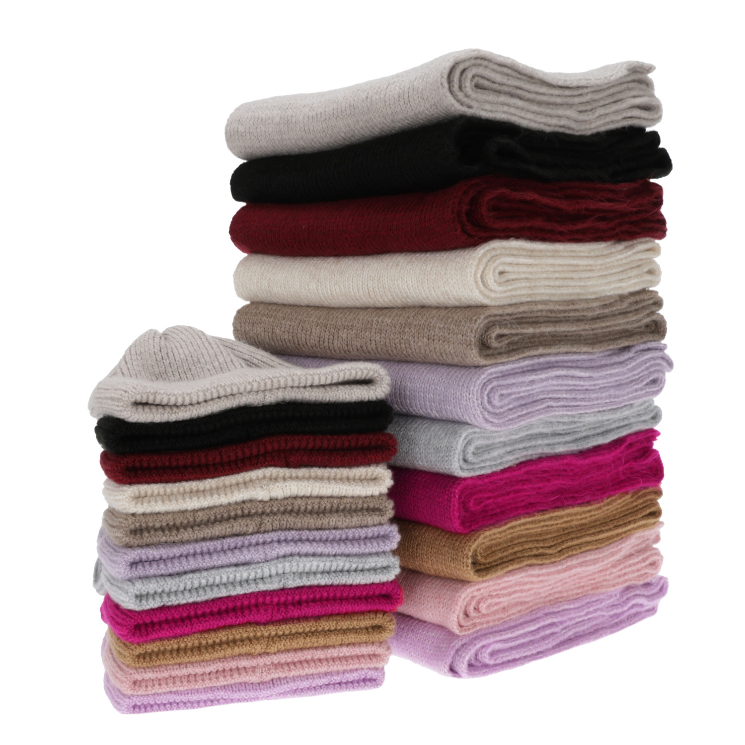 Set de iarnă pentru femei: căciulă și fular, violet, cu lână merino, Seala