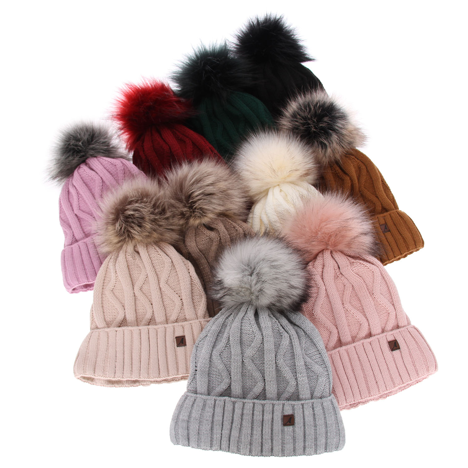 Căciulă de iarnă pentru femei violet cu pompon Renika